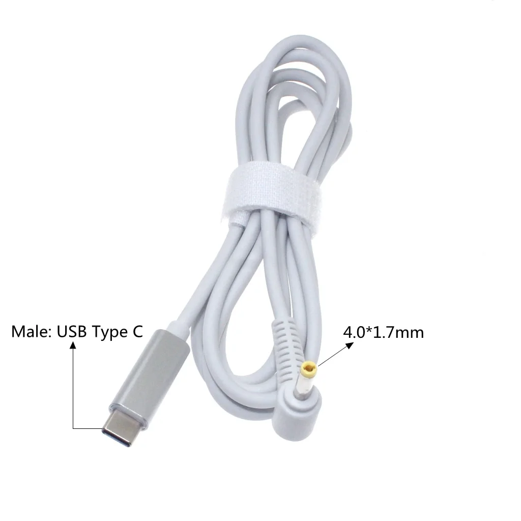 레노버 USB C 노트북 충전 케이블 코드, DC 전원 어댑터 커넥터, 수 플러그 잭 컨버터, 20V, 4.0x1.7mm