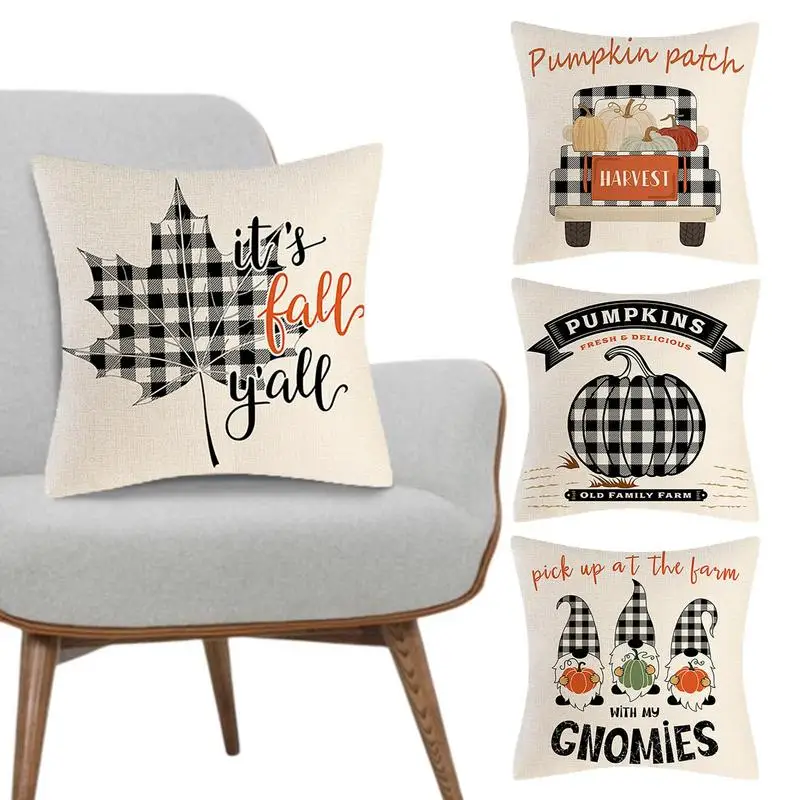 

4Pcs Thanksgiving Throw Pillow Covers Autumn Pumpkin Throw Pillow Covers Illow Case Sofa Cushion Cover Home Decor For Sofa Bed