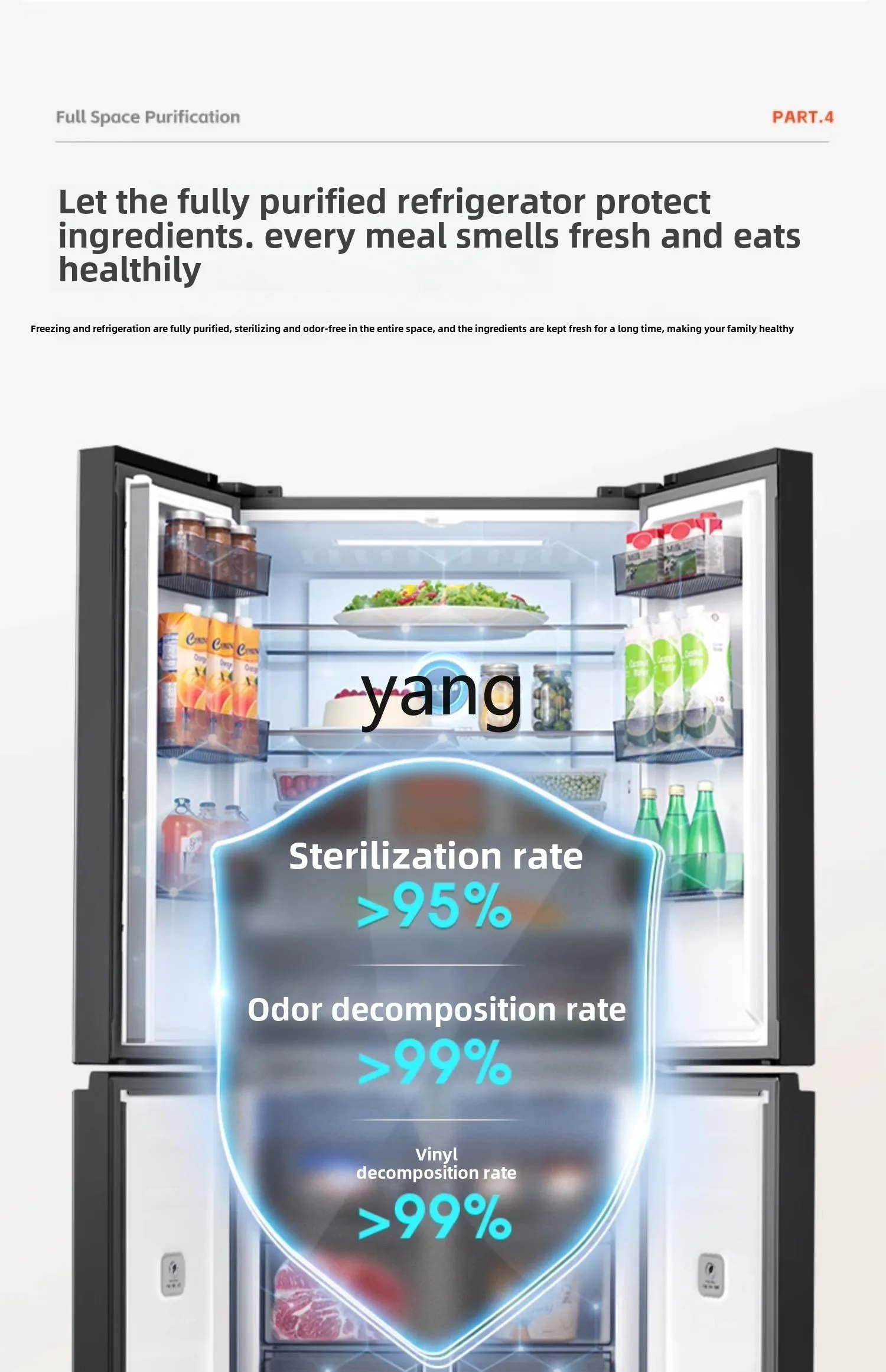YJQ 501L dual system cross folio four doors large capacity air cooled ultra thin embedded refrigerator