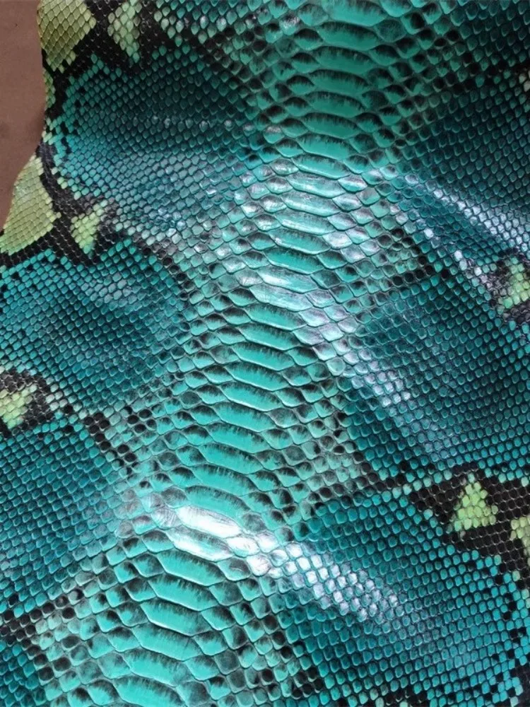 Fashion Genuine Leather Fabric High Quality Handmade Blue Green Python Skin Accessory DIY For Wallet Belt