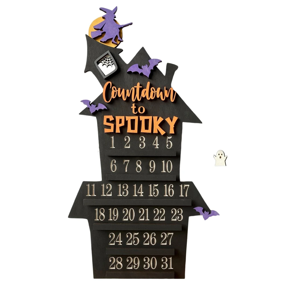 1/3PCS Create A Eerie Atmosphere Wooden Ornaments Suitable For Halloween Wood Halloween Countdown Calendar Practical Durable