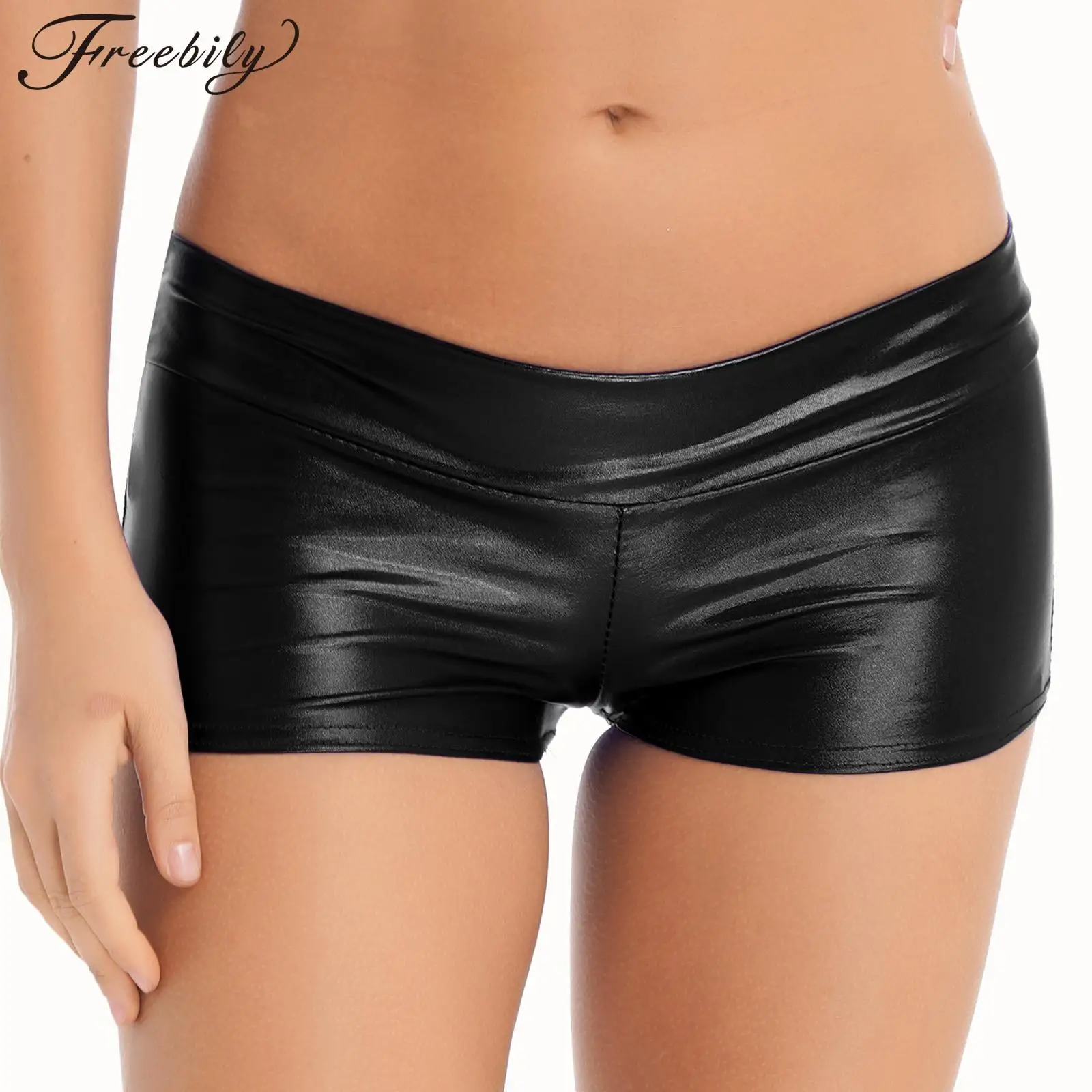 

Sexy Nightclub Metallic Shiny Booty Shorts Women Low Rise Bodycon Push Up Shorts Rave Party Pole Dancing Hot Pants Clubwear