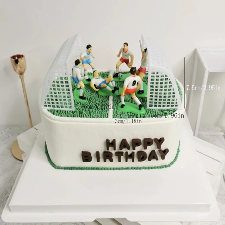 9pcs/set Football Boy Cake Decoration Soccer Field Players Doll Cupcake Topper Happy Birthday Party Decor Sports Kids Boy