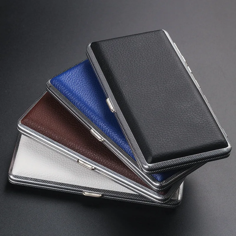 Pu Leather Cigarette Case Slim Ladies and Men, Portable Double Sided