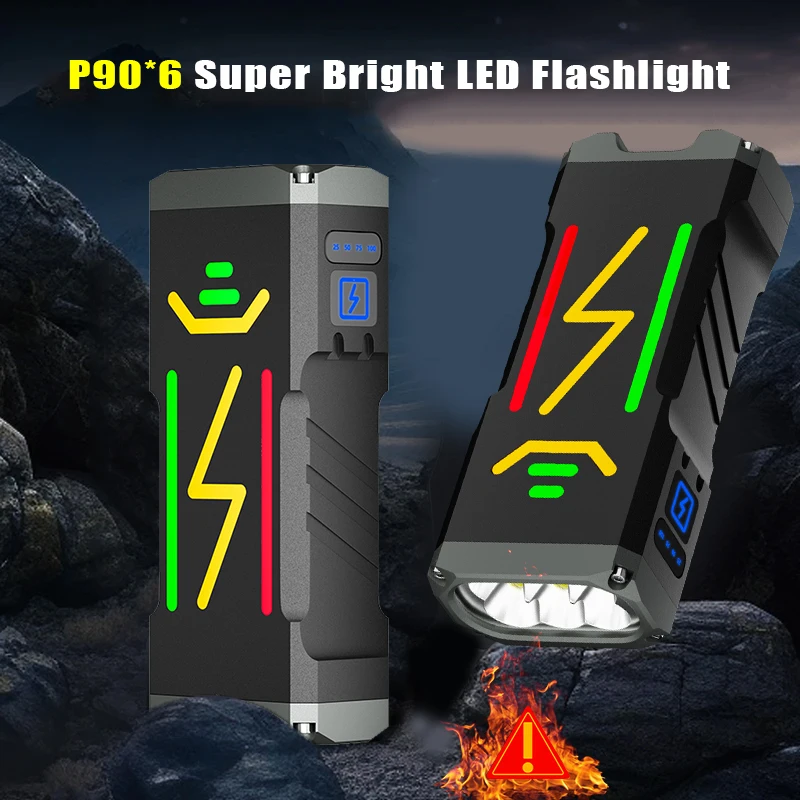 

XIWANGFIRE 13000Lm Powerful LED Flashlight Rechargeable 10000 MAh Torch Light Tactical Lantern Range 600M Waterproof Camping