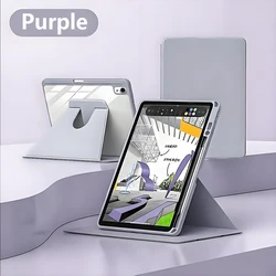 Clear Acrylic 720° Rotatable Tablet Case for iPad A16 2025 (XZYKL - Purple)