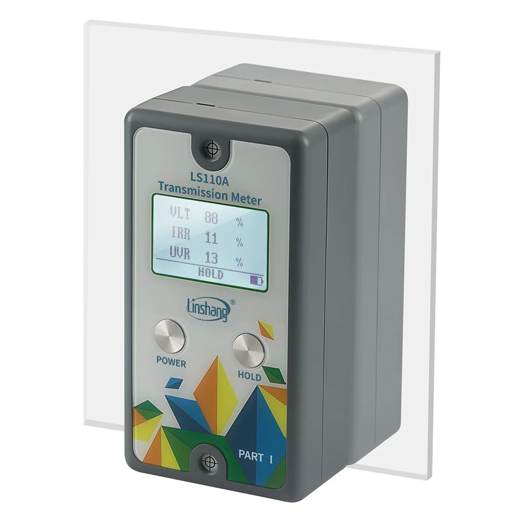 LS110A 윈도우 태양광 필름 계량기 분할 UV 365nm 및 IR 940nm VLT 스틱 필름 유리, 간단한 작동 평행 광학 경로 안정