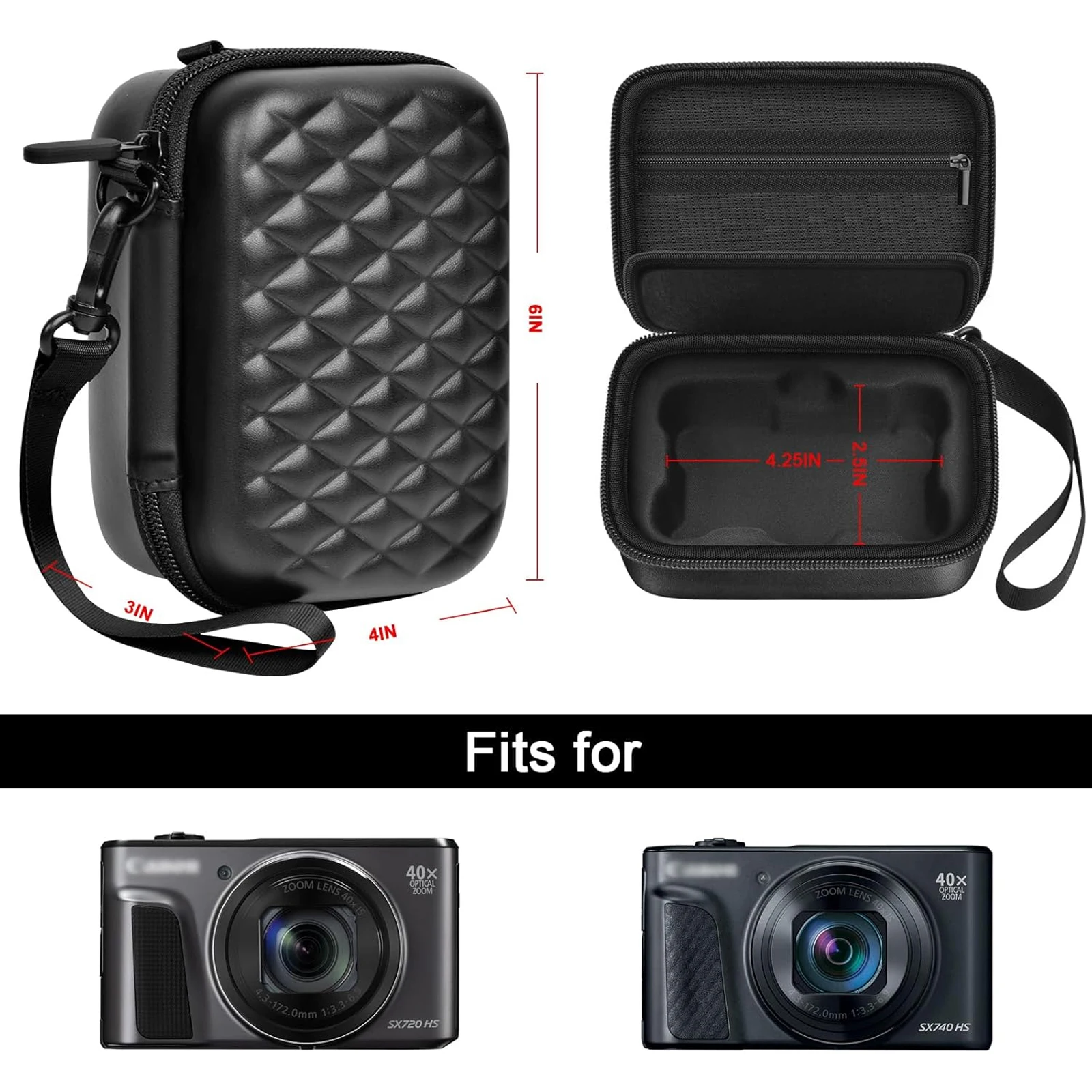 Camera Bag for Canon PowerShot SX740/ SX720/G7X Mark II/G7X Mark III Digital Camera (Case only) Padded Interior