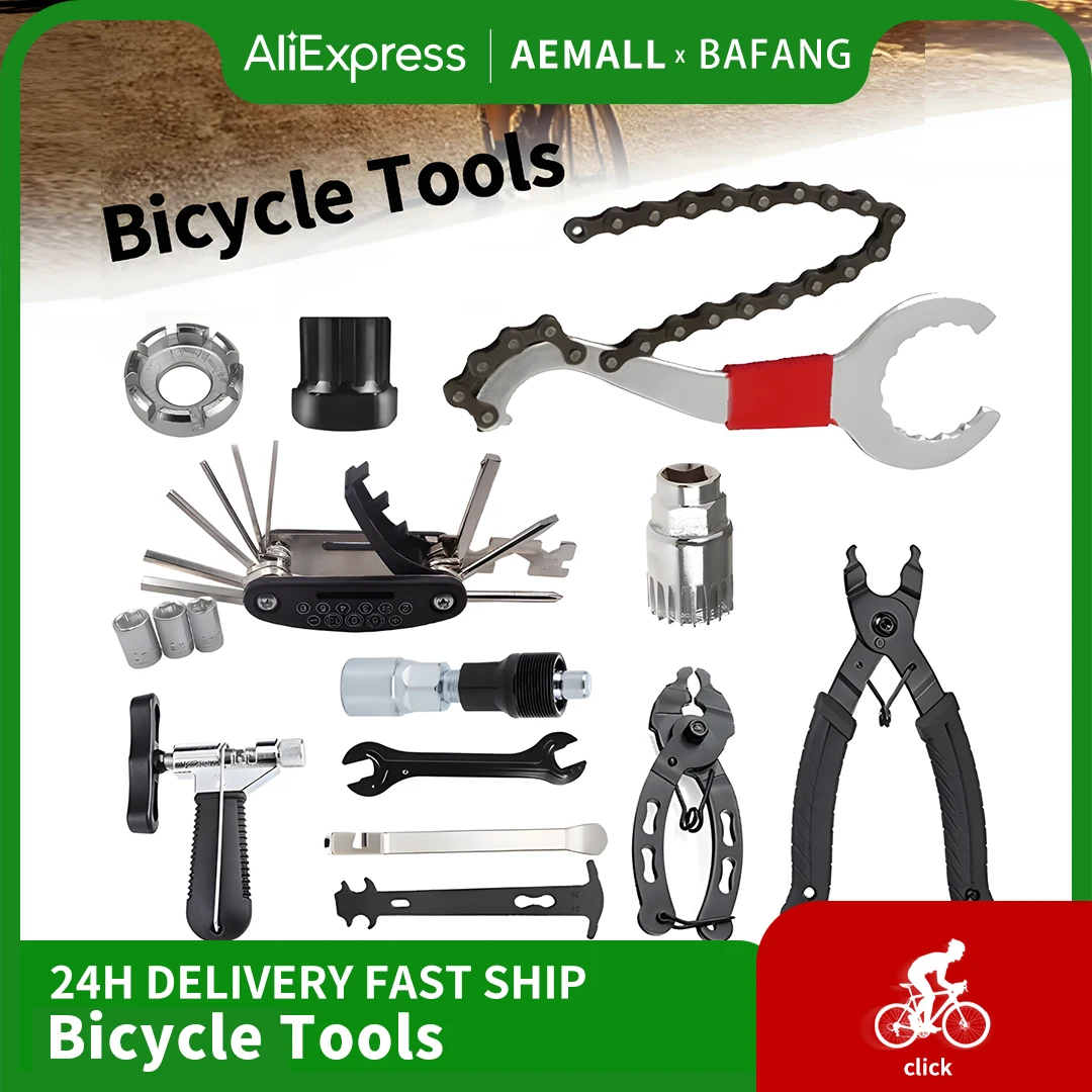 

Bicycle Repair Tool Kits MTB Bottom Bracket Remover Crank Extractor Puller Wrench Flywheel Cassette Removal Chain Breaker Cutter