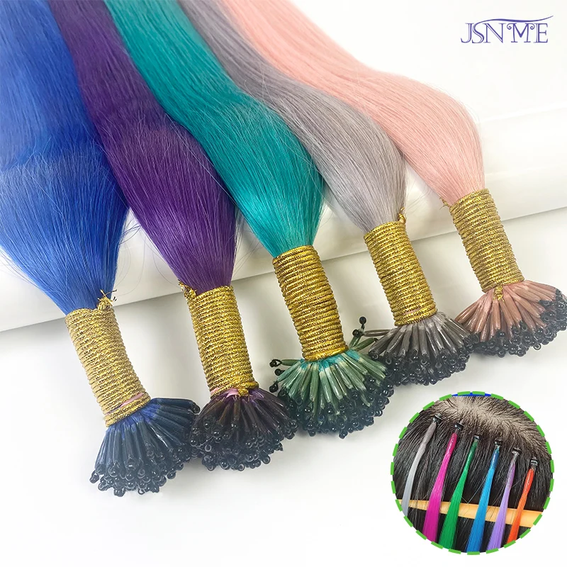 цена 8D Color Hair Extensions Real Human Hair Fusion Blue Purple Pink Grey 613 Color  20 Inch 100% Human Hair Color