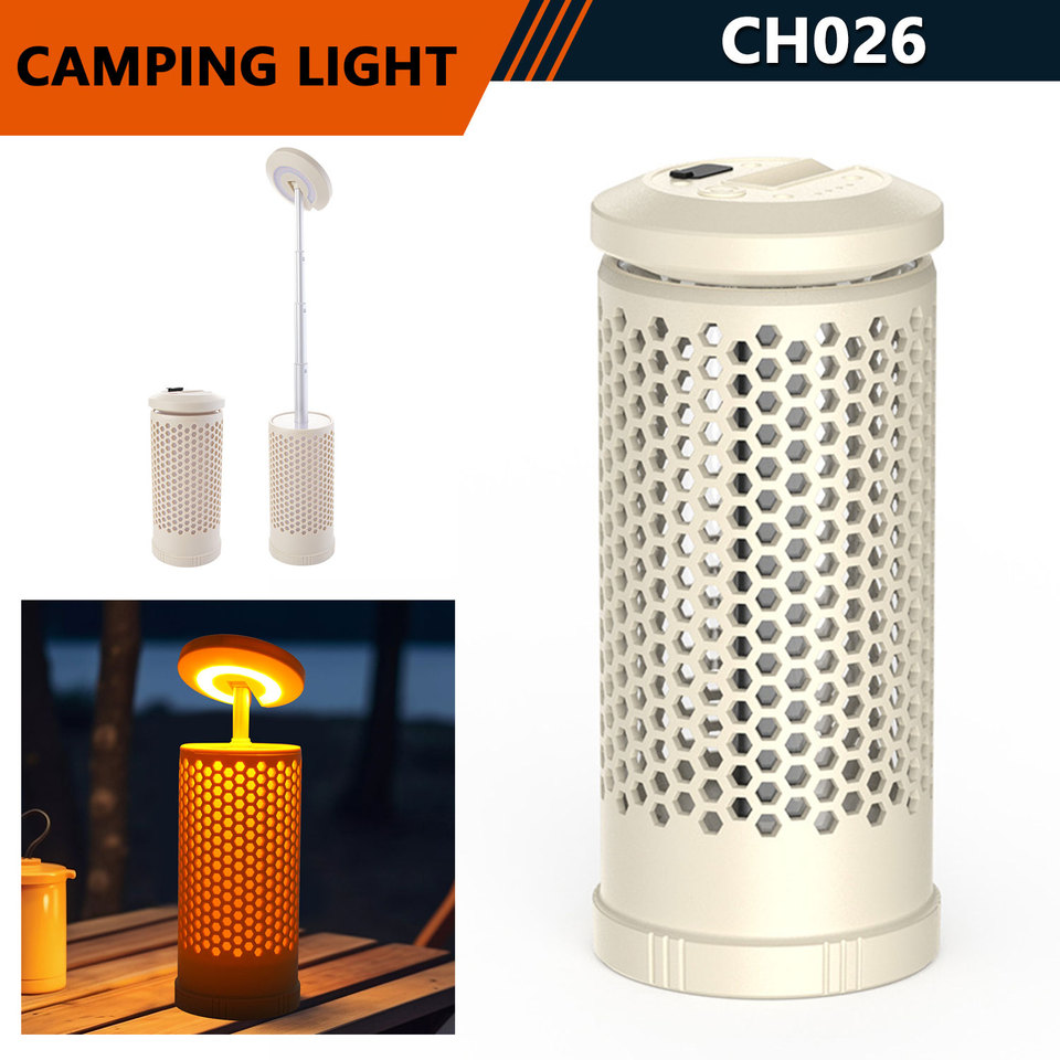 YEMAO G198 Honeycomb Camping Light 28LED Retractable, 2600mAh ，4 Modes ，180°Rotatable， USB-C ， Hook for Tent，Blackouts