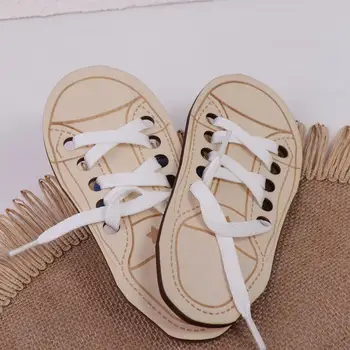 Sussidi didattici Montessori Giocattolo per scarpe con allacciatura in legno Impara a legare i lacci Giocattolo Giocattolo educativo Montessori Legare i lacci delle scarpe