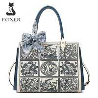 Sac fourre-tout spacieux FOXER en cuir fendu 2026, nouveau sac à bandoulière pour femme, broderie classique chinoise, meilleur cadeau pour maman 1