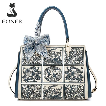 Split Leather Embroidered Women's Handbag