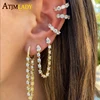 Boucles d'Oreilles Double 2 Piercing pour Femme, Goutte d'Eau, Tendance, Romantique, 5A CZ, Station Link, JoTassel, 1 Pièce