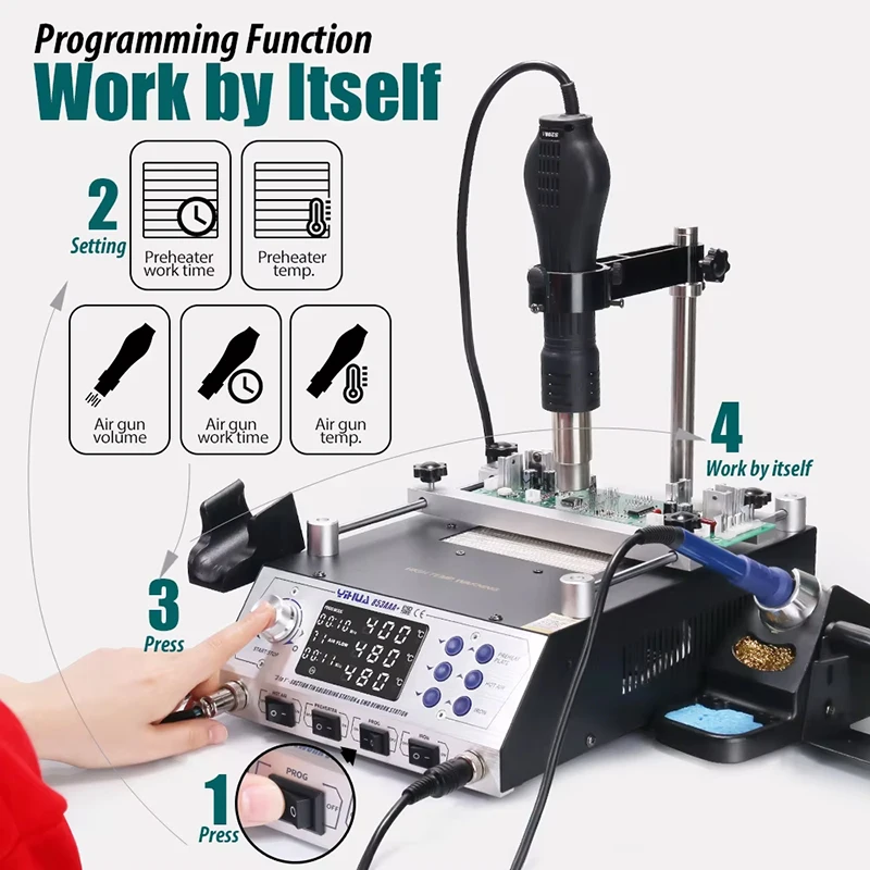 Soldering Station 1200W 3 In 1 Hot Air Gun Soldering Iron Preheating Desoldering Station Rework Welding Repair Tool YIHUA 853AAA hot air gun,soldering station,soldering tool,desoldering station