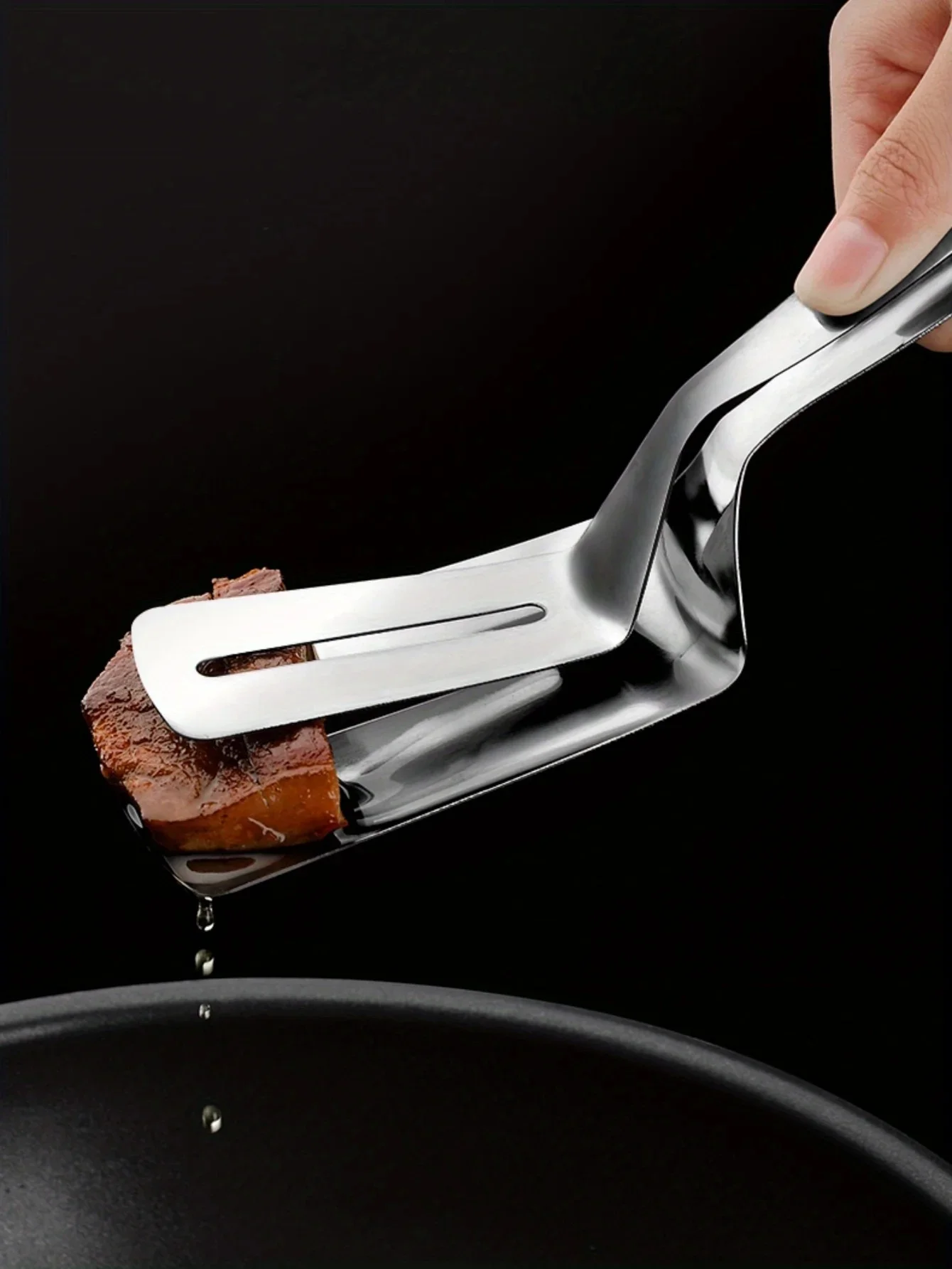 Multifunctional Food Tongs Stainless Steel BBQ Bread Clip Durable Frying Shovel Clip Fried Home Shovel Household Kitchenware