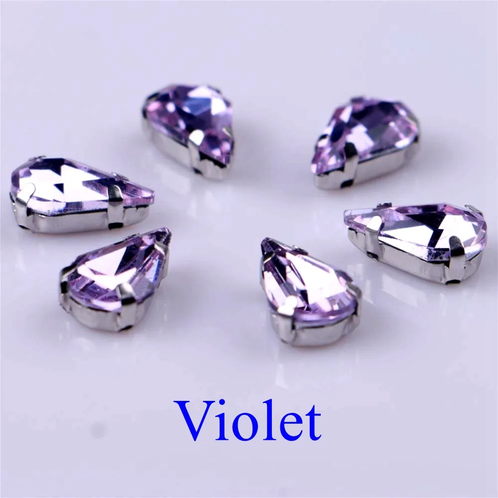 Elegant Teardrop Crystal Rhinestones with Claw Metal Base - 20 Piece Set