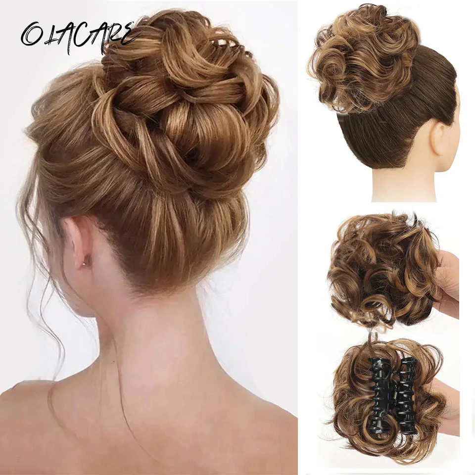 Synthetic Wavy Curly Hair Bun Clip for Women