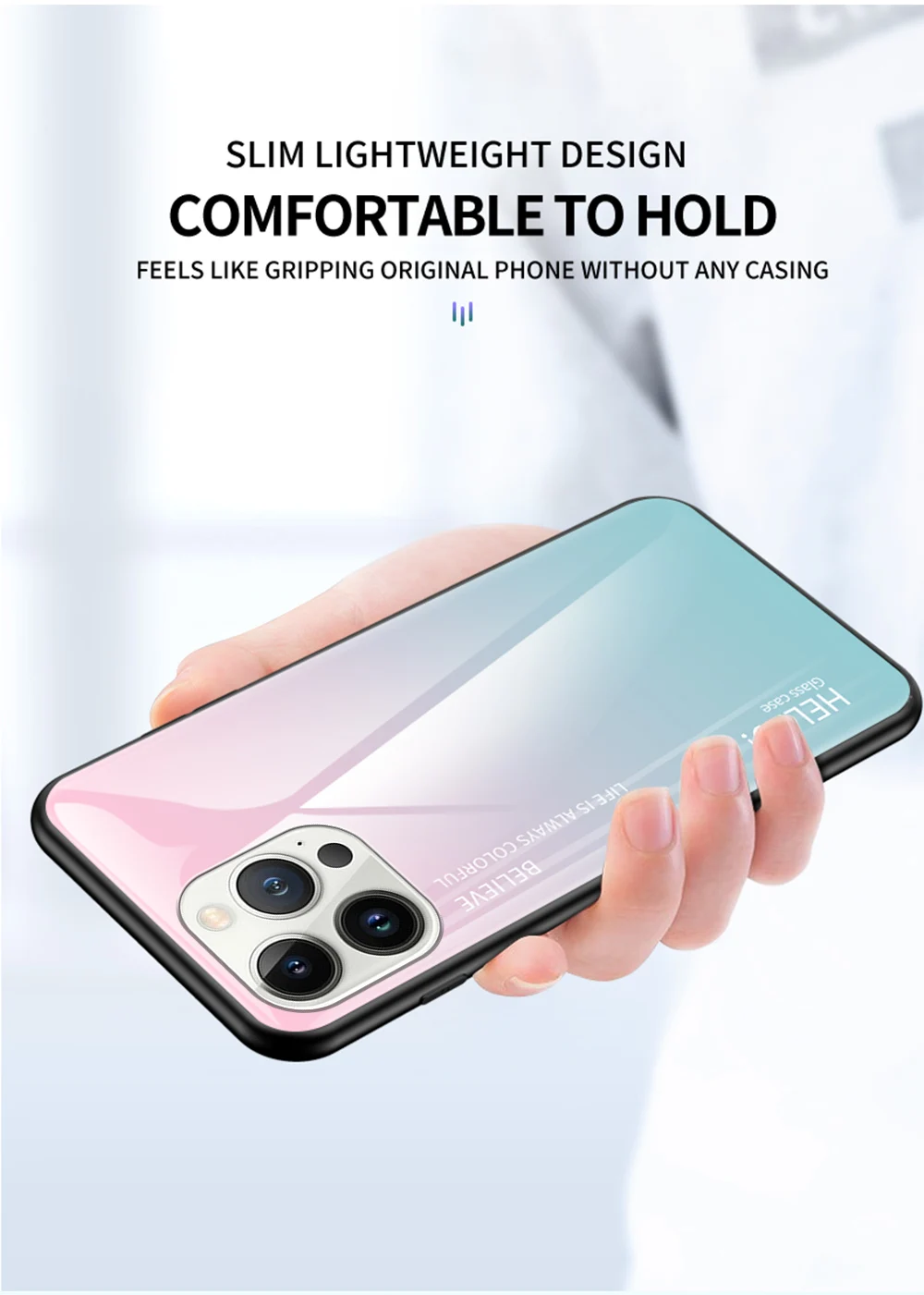 Gradient Glass Phone Case For Iphone, Stylish Protective Cover_voghion.com