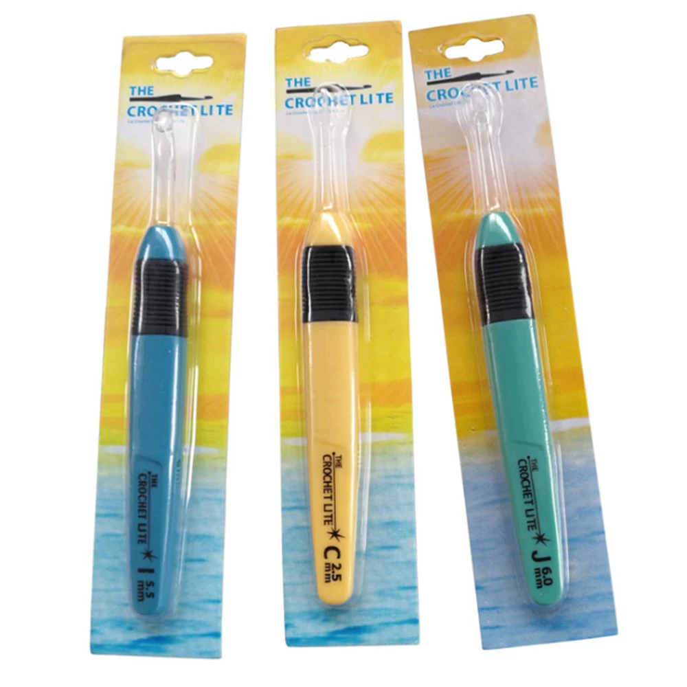 9pcs LED Lumière Crochet Crochets Couleur Codée Crochets Lumineux à Tricoter à Coudre Outils De Bricolage Ensemble Avec Poignées Ergonomiques Knitting Tools Knitting Tools Knitting Tools