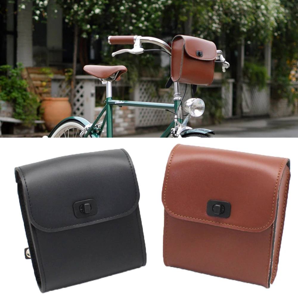 Universal Motorcycle Handlebar Bag PU Leather Saddlebags Front Tool Luggage Bag