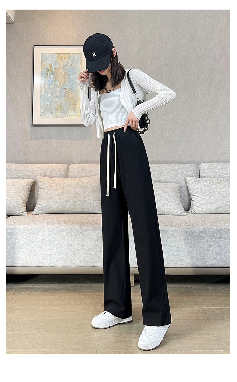 trousers for women Women Chic Office Wear Straight Pants Vintage High  Ladies Trousers Baggy Korean 2022 Spring/Summer/Autumn Wide Leg Female fashion clothing