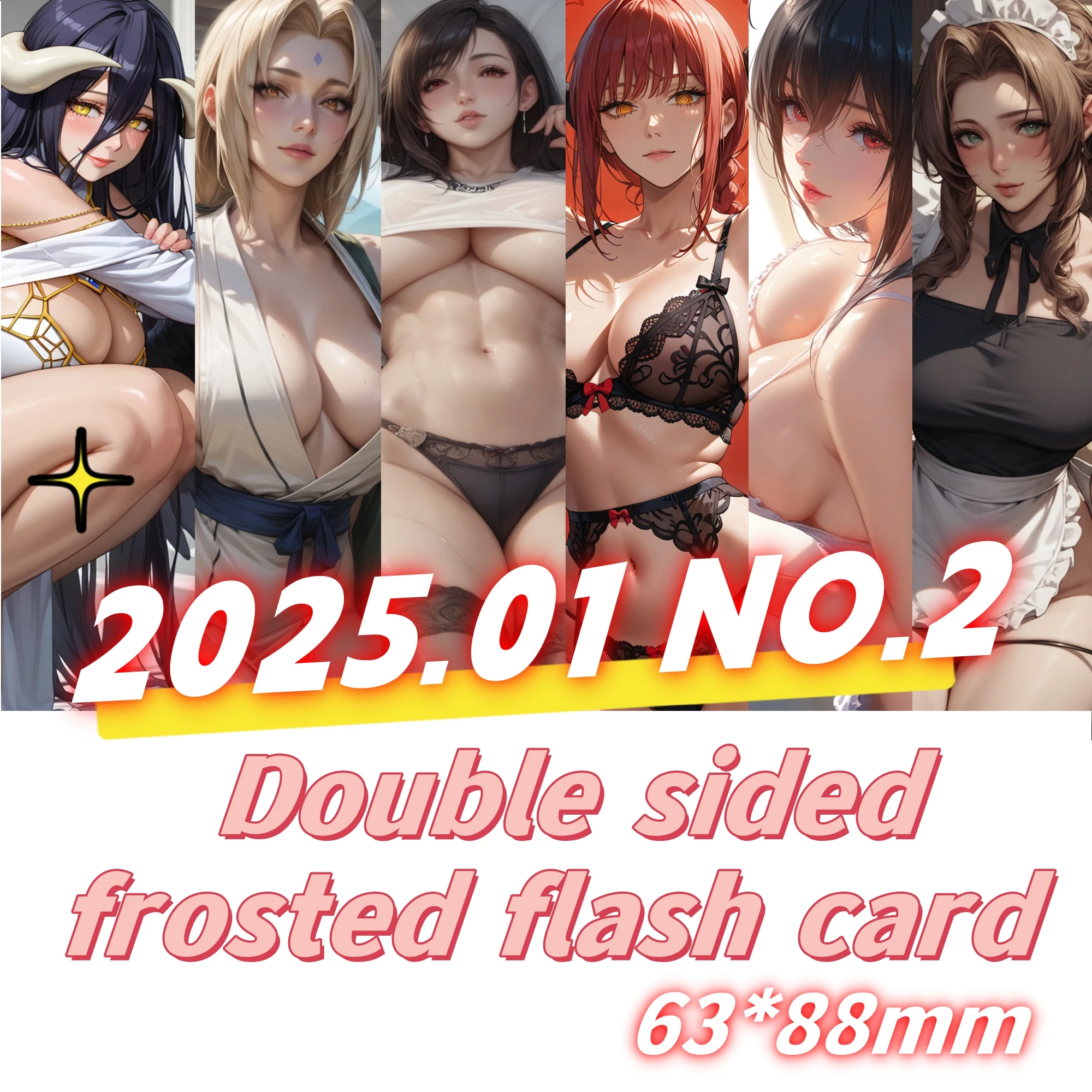 Makima Kushina Vados Albedo Tifa Flash Card 63*88mm 250102 For game cards,collectible cards,anime cards,anime trading cards,animation game cards