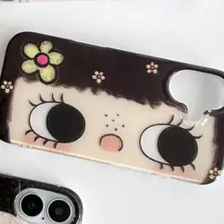 Charming Kawaii Cartoon Flower Eyes Girl Phone Case Cover - iPhone 15 Plus (Case A)