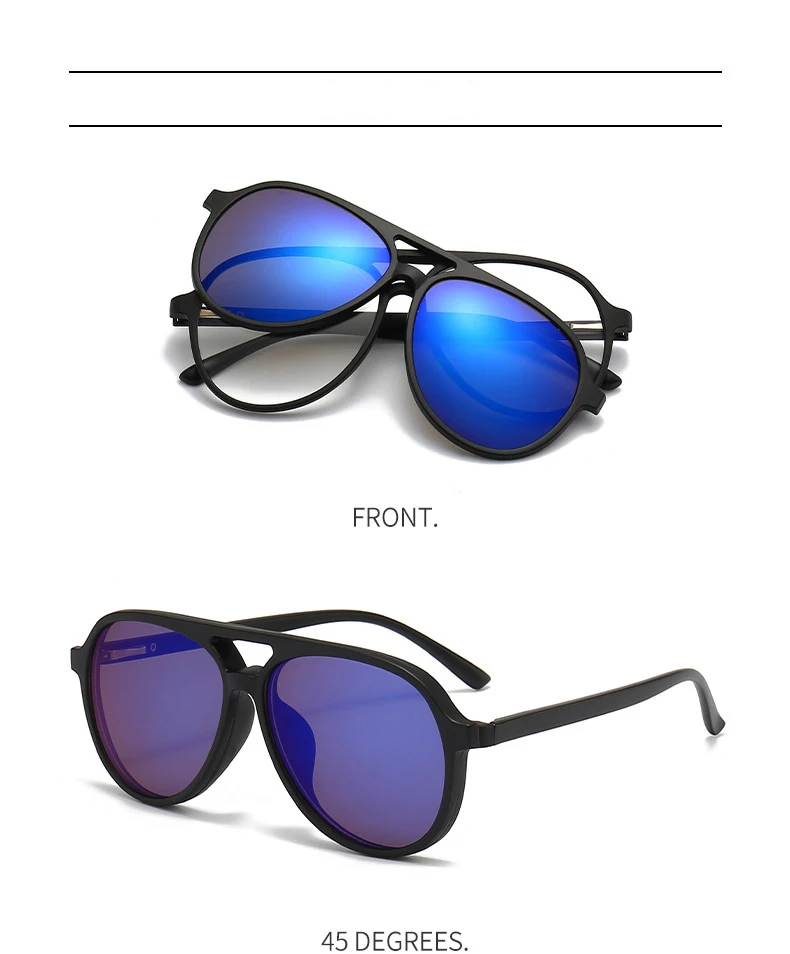 VCKA 6 In1 Pilot Polarisierte Myopie Sonnenbrille Magnetische Clip Männer Frauen Gläser Optische Verordnung Klassische Brillen -0,5_voghion.com