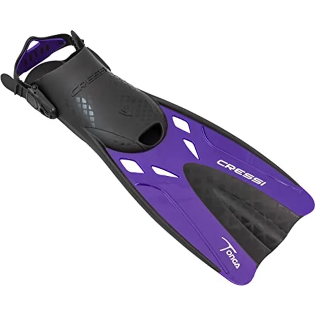 Adult Complete Snorkeling Set for Travel: Silicone Mask Dry Snorkel Adjustable Fins Lightweight Black Blue Italian-Designed Com