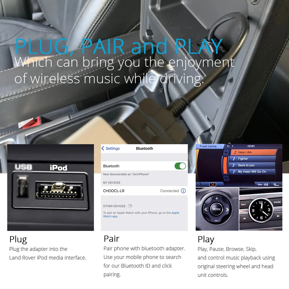 Need4Stream Bluetooth Audio Interface with Tracklist, N4S300A-2G A2DP, Compatible with Audi Music Interface and MMI 2G, Suitable for iPhone and Android Smartphone