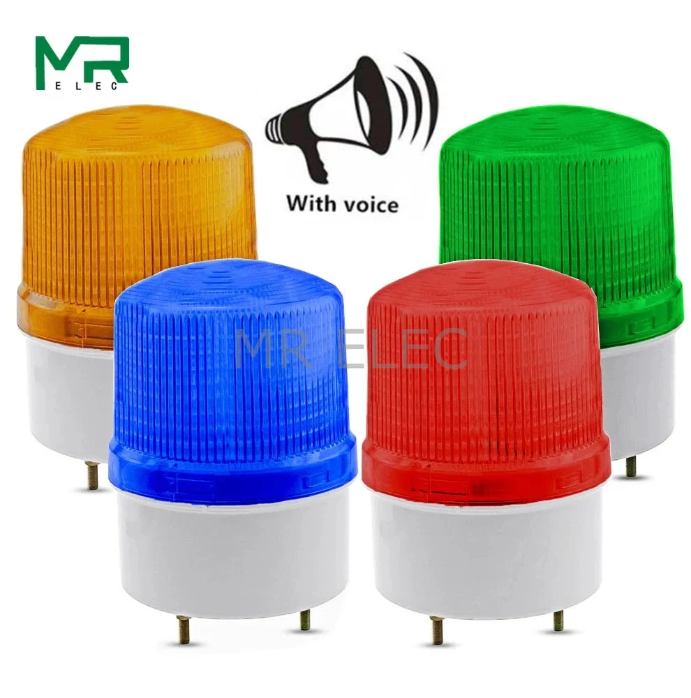 With voice LED Alarm Lamp light siren yellow blue red green LED warning light  12V 24V 110V 220V signal light led warning lights security alarm blinker flashing light warning lamp led 3072 w 12v 24v 220v no buzzer