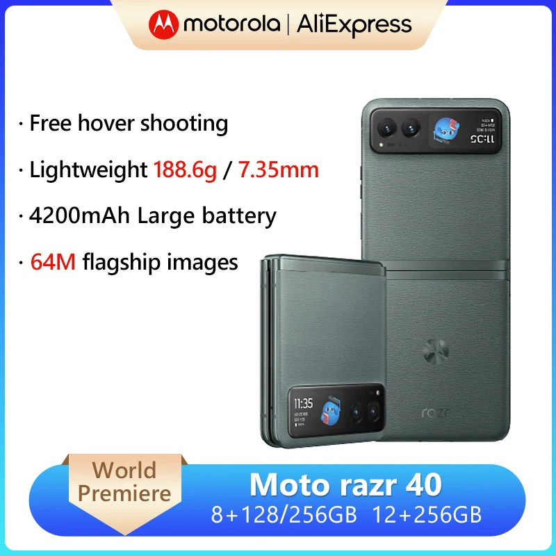 

Motorola Moto Razr 40 Folded Screen 5G Smartphone Snapdragon 7 Gen 1 Octa Core 6.9'' 144Hz Screen 64MP Camera 4200mAh Battery