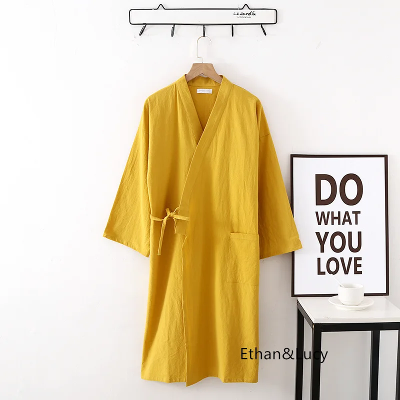 Cotton Bathrobe Multi Colors Long Sleeved Bathrobe With Pocket For Men And Women