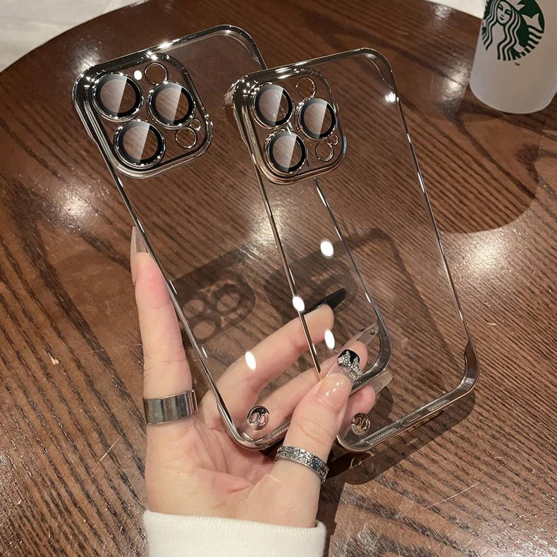 Luxury Plating Ultra-Thin Transparent Frameless Case with Clear Hard Lens Protection