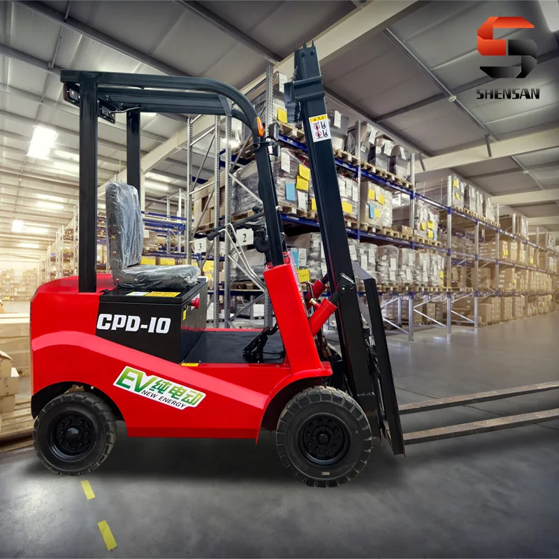 1TON capacity fork lift electric stacker seated type four wheel pallet jack 3m lift height compact and solid tires customized