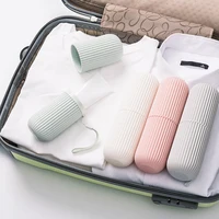 Travel Toothbrush Box Vertical Stripe Portable Mouthwash Cup Brushing Cup Washing Cup Toothware Box Toothpaste Storage Cartridge 4