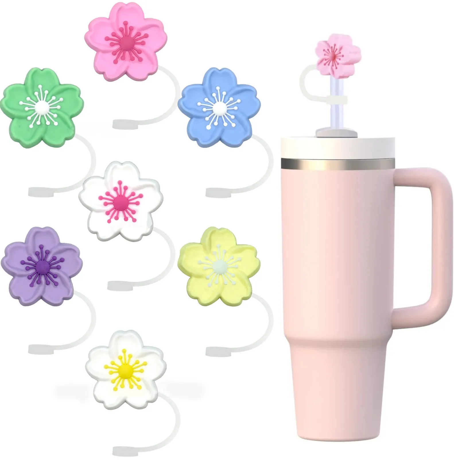 1pcs Straw Topper Plants Balloons Cartoon Straw Charms Drinking Dust Cap Splash Proof Plugs Cover Suit Flower Party Decora