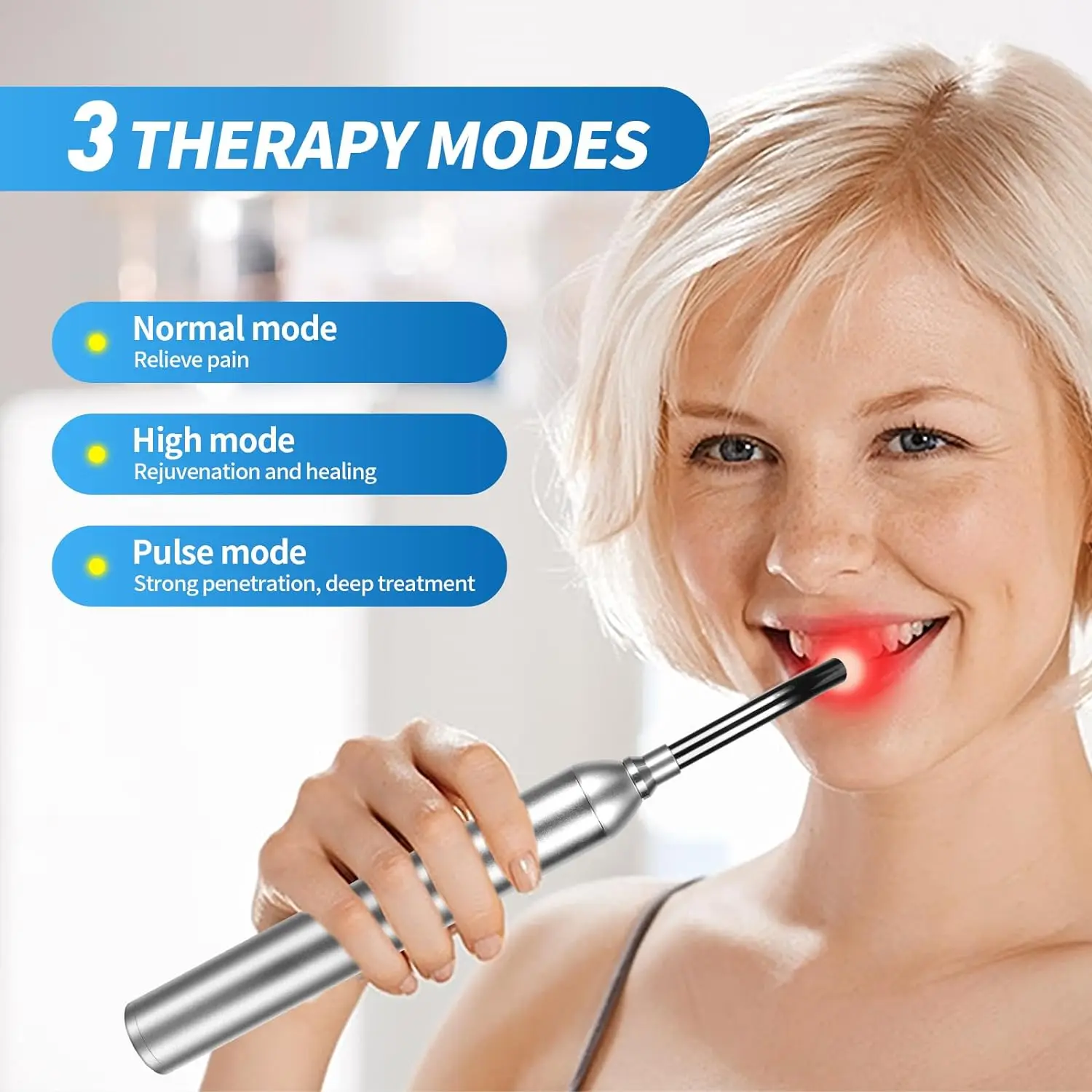 Red Light Therapy for Cold Sore and Canker Sore 660nm 850nm Near Infrared LED Light Therapy Device For Pain Relief Skincare Wand