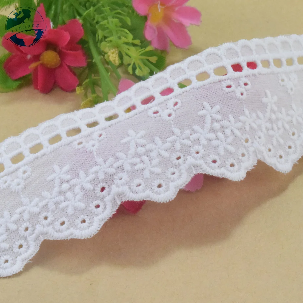 Lace Ribbon, Lace Sewing Accessories, 4.5cm Wide Embroidery Lace Cotton Fabric Sewing Ribbon Trim Wedding Dress DIY Dolls Colthes Curtain Accessories #4317