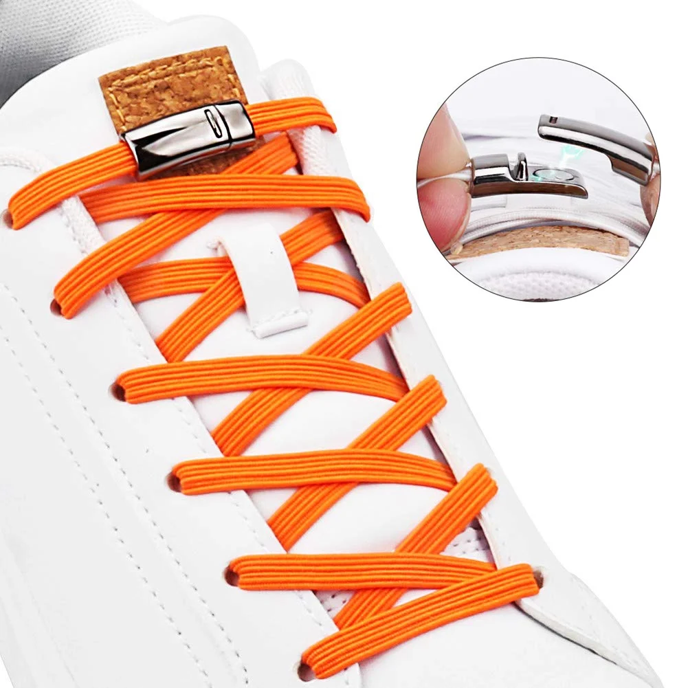 Image showcasing 1Pair-Magnetic-Shoelaces-Elastic-No-Tie-Shoe-laces-Kids-and-Adult-Flat ...