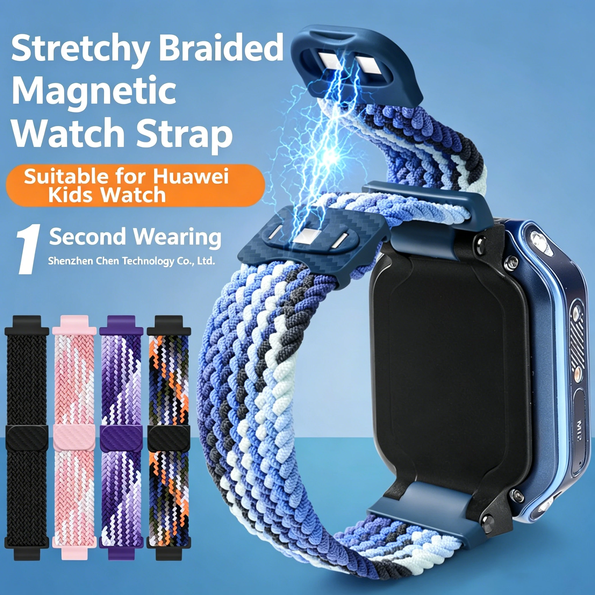 Magnetic Woven Elastic Buckle Nylon Strap for Children's Phone Watch