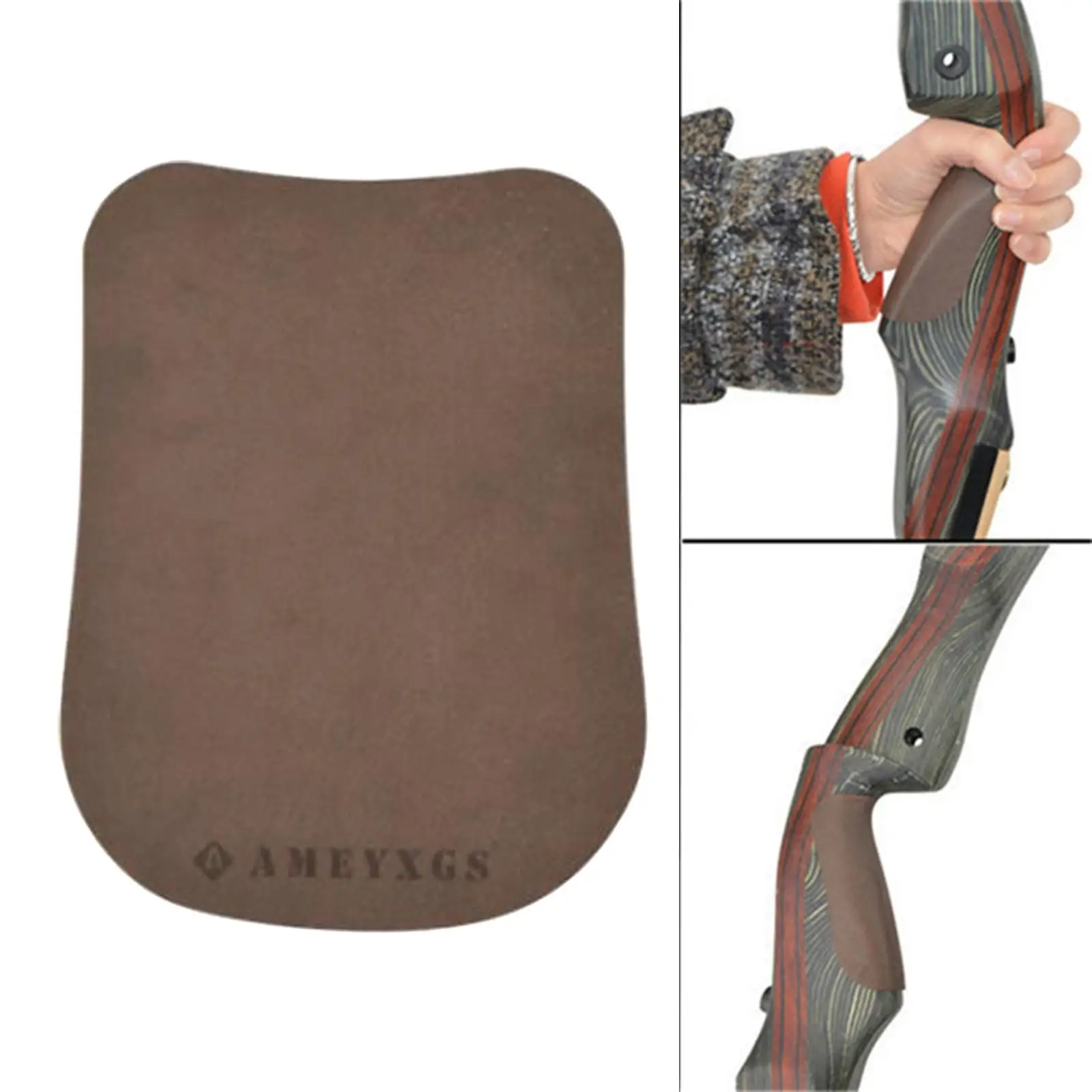 Bow Handle Skin Cover Wrap Recurve Bow Self-Adhesive Non-slip Bow Riser Grip Leather Arrow Bow Handle Grip Protector Pad