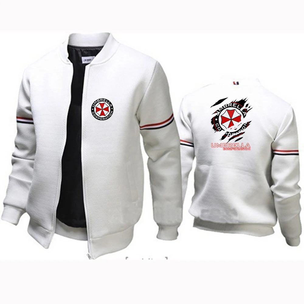 2024 Spring Autumn Umbrella Corporation Logo Printed Fashion Stand Collar Casual Coat Men's Cardigan Zipper Cotton Flight Jacket 10 Sf83ae652fb274465a2bc6de51a547ff0e