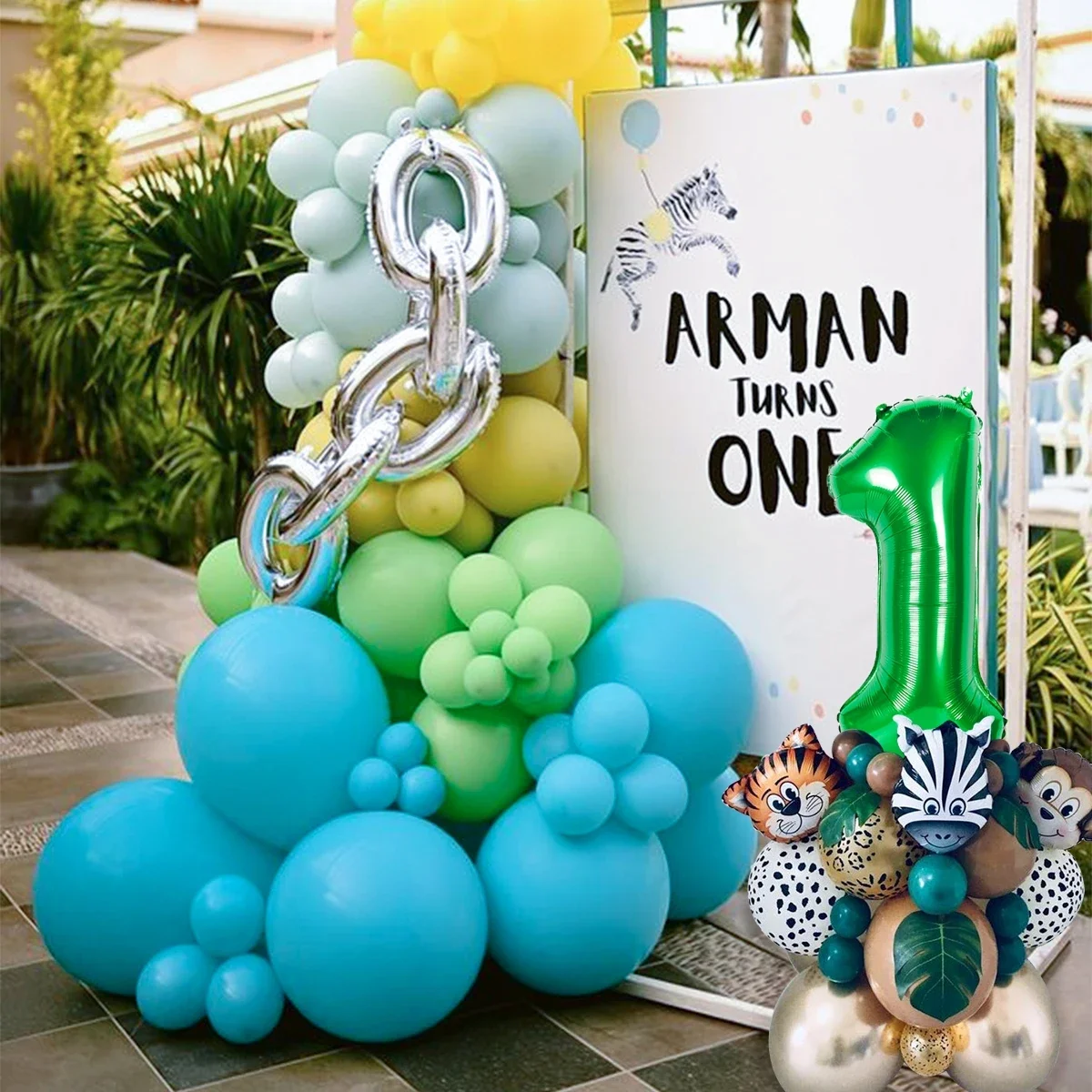 

Jungle Safari Party Animal Digital Balloons Set 1st Birthday Party Decoration Forest Helium Balloon Baby Shower Animal Baloons