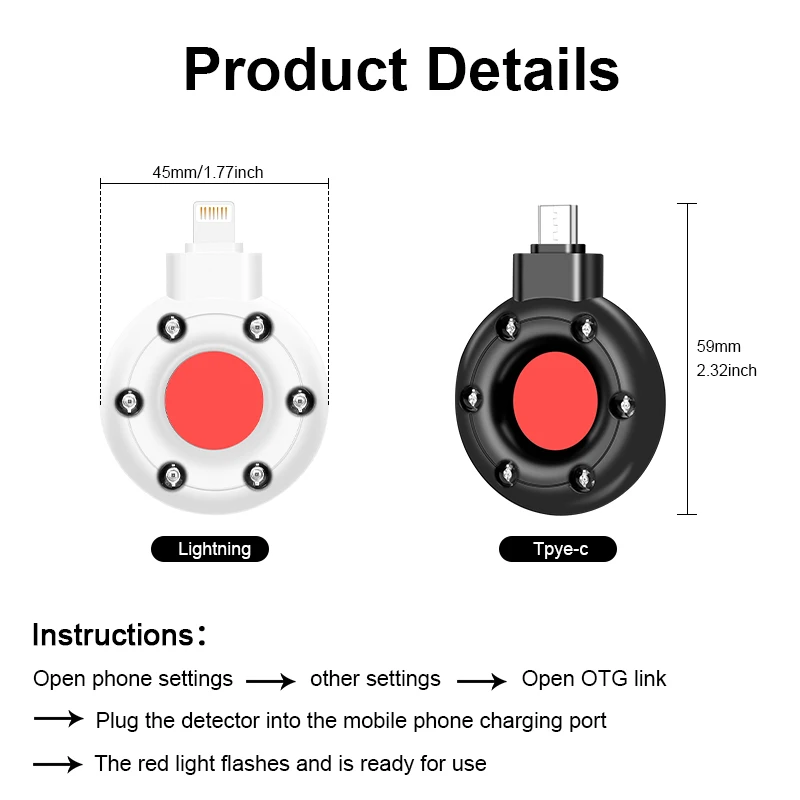 Detector displayed in black and white color options