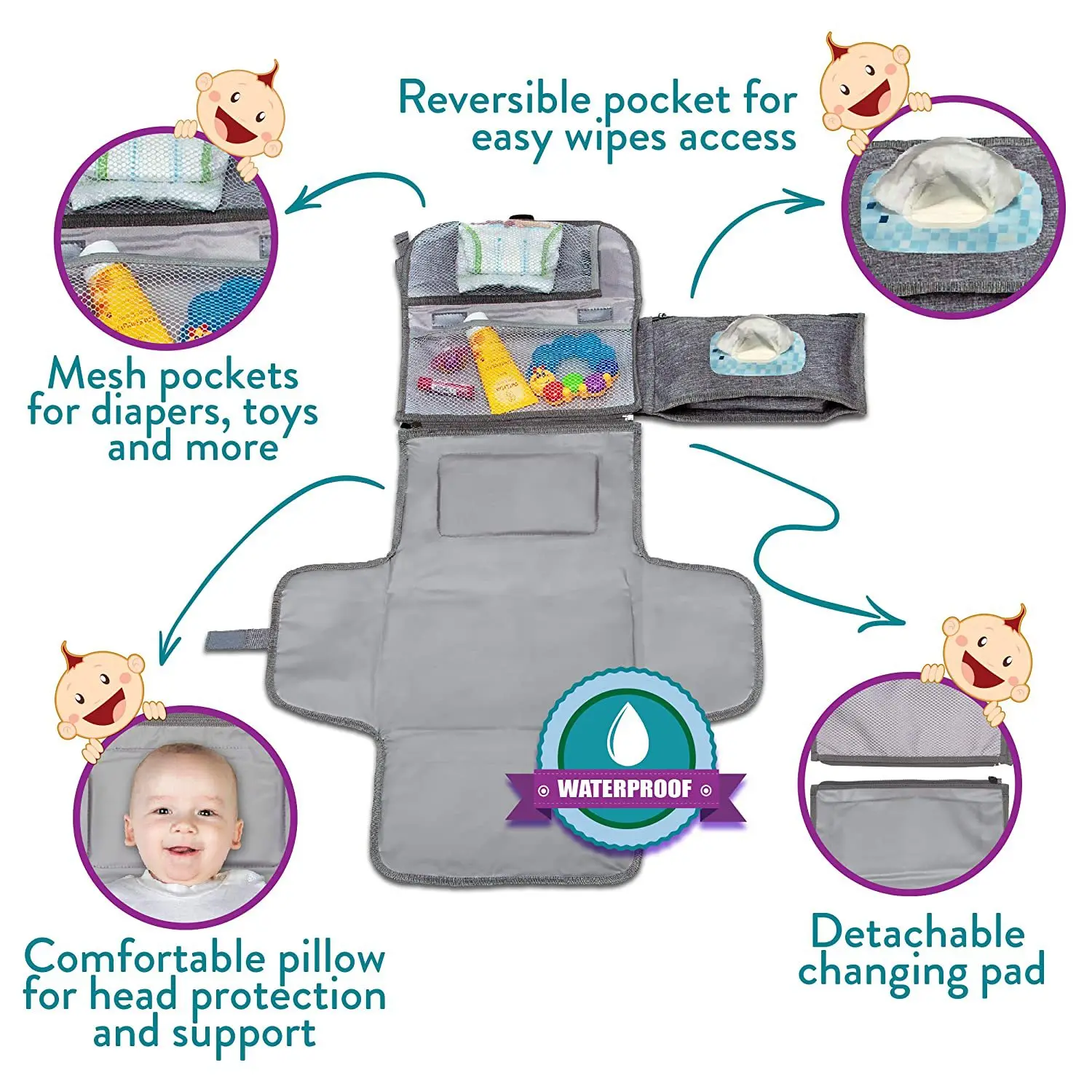 Baby Diaper Pad Mommy Bag Portable Portable Waterproof Baby Diaper Pad