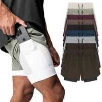 Men's Summer Gym Fitness Sport Double-deck 2 in 1 Shorts Quick Dry Running Workout Jogger Short Pants Bodybuilding Sweatpants 1