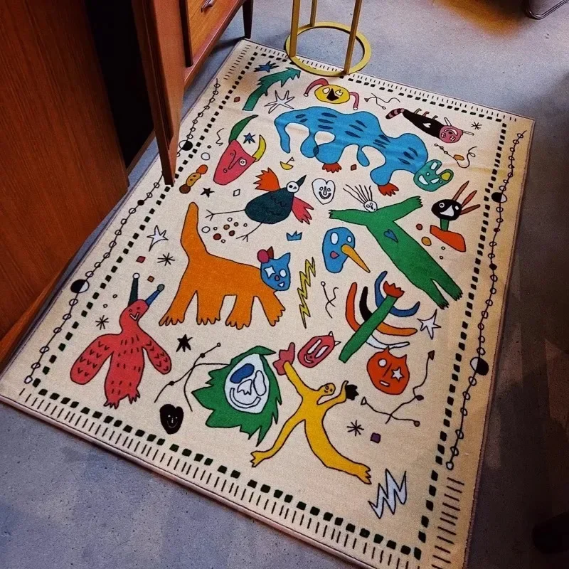 Cute Graffiti Fun Living Room Carpet Art Cartoon Plush Mat IG Abstract Decorative Children\'s Bedroom Bedside Rug Ковер Tapis 러그